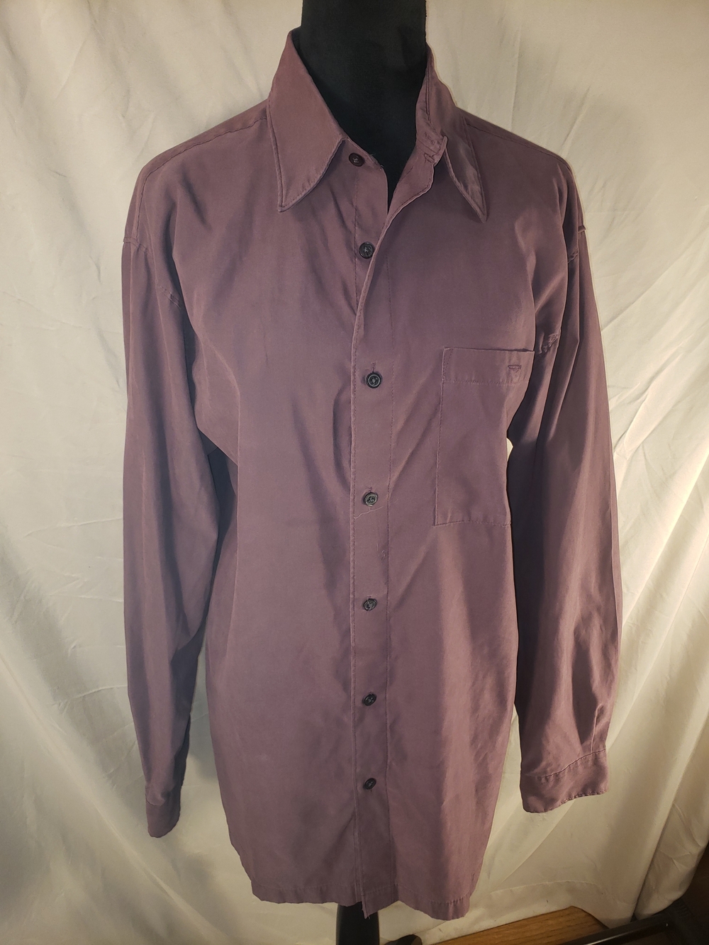Men's Brandini Long-Sleeve Button-Up Suede-like Shirt in Plum - M